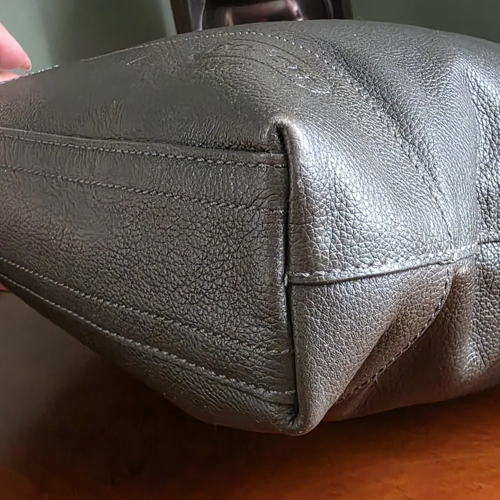 Coach 70308 Thompson Messenger Charcoal Gray Leather Laptop Messenger Bag